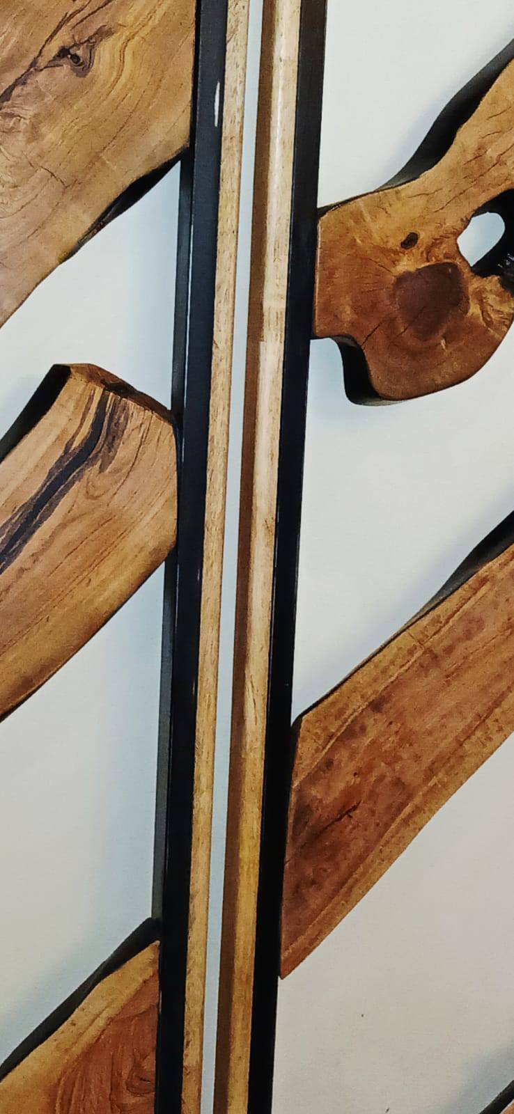 A pair of exceptional headboards with a show-stopping live edge Olive wood ce... — Image 4