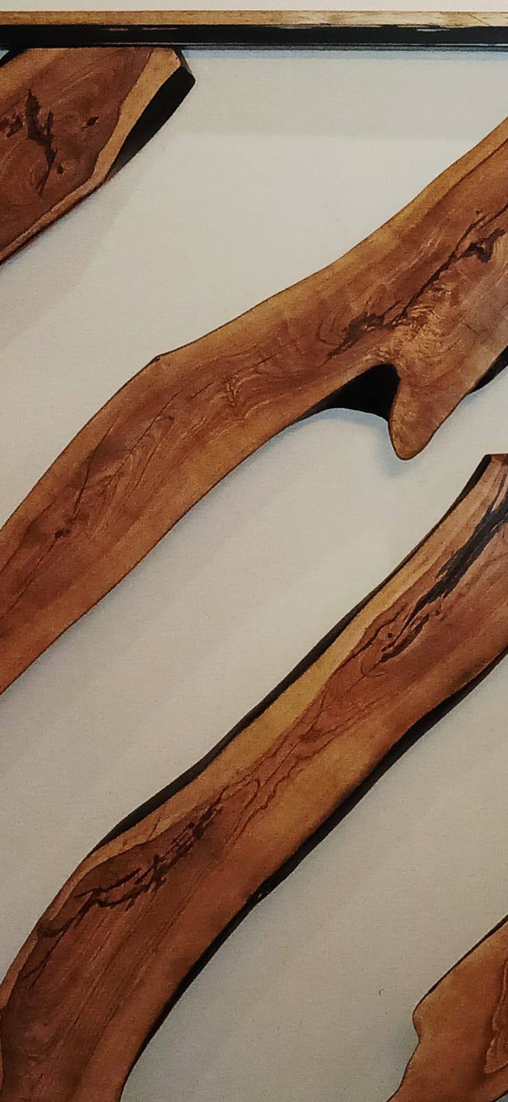 A pair of exceptional headboards with a show-stopping live edge Olive wood ce... — Image 5