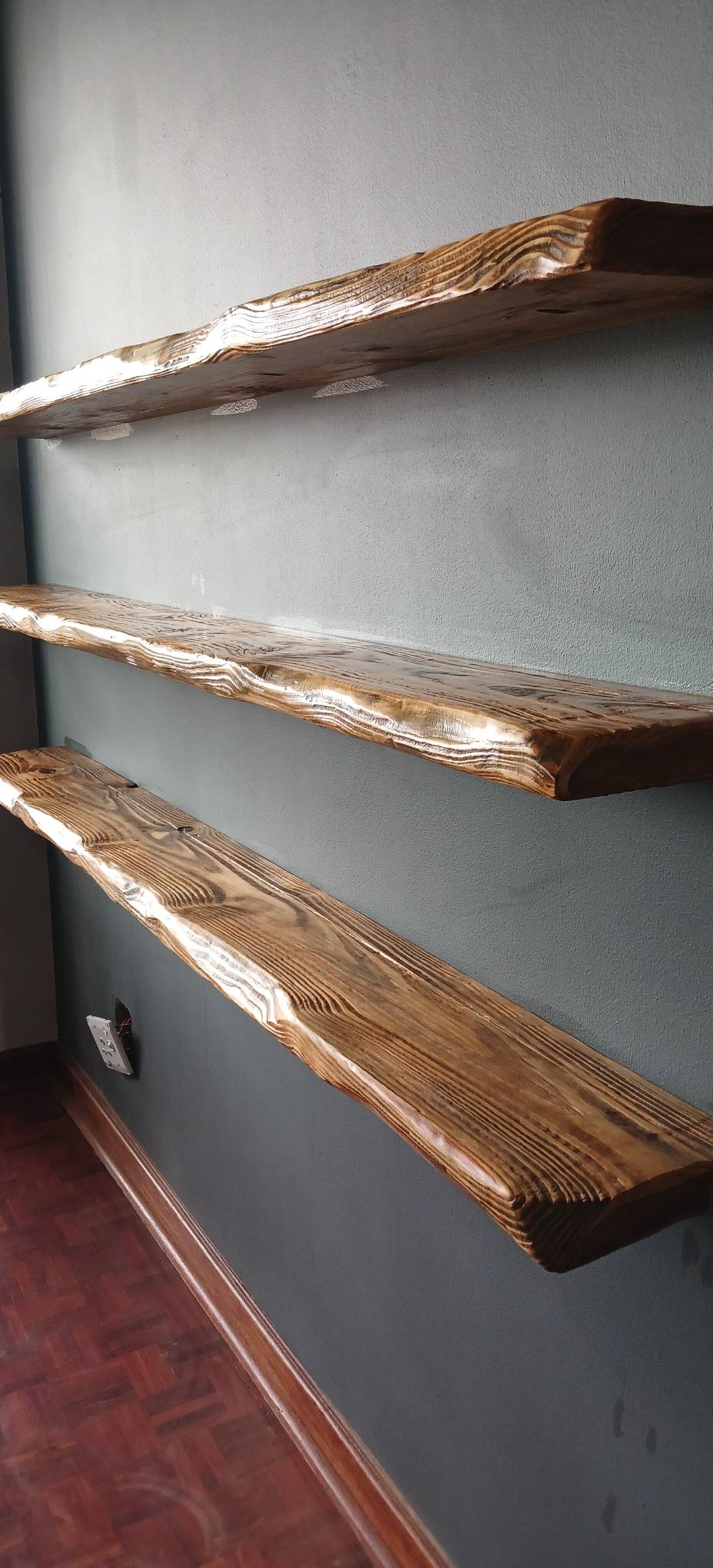 Faux live edge floating shelves to match the side table — Image 2