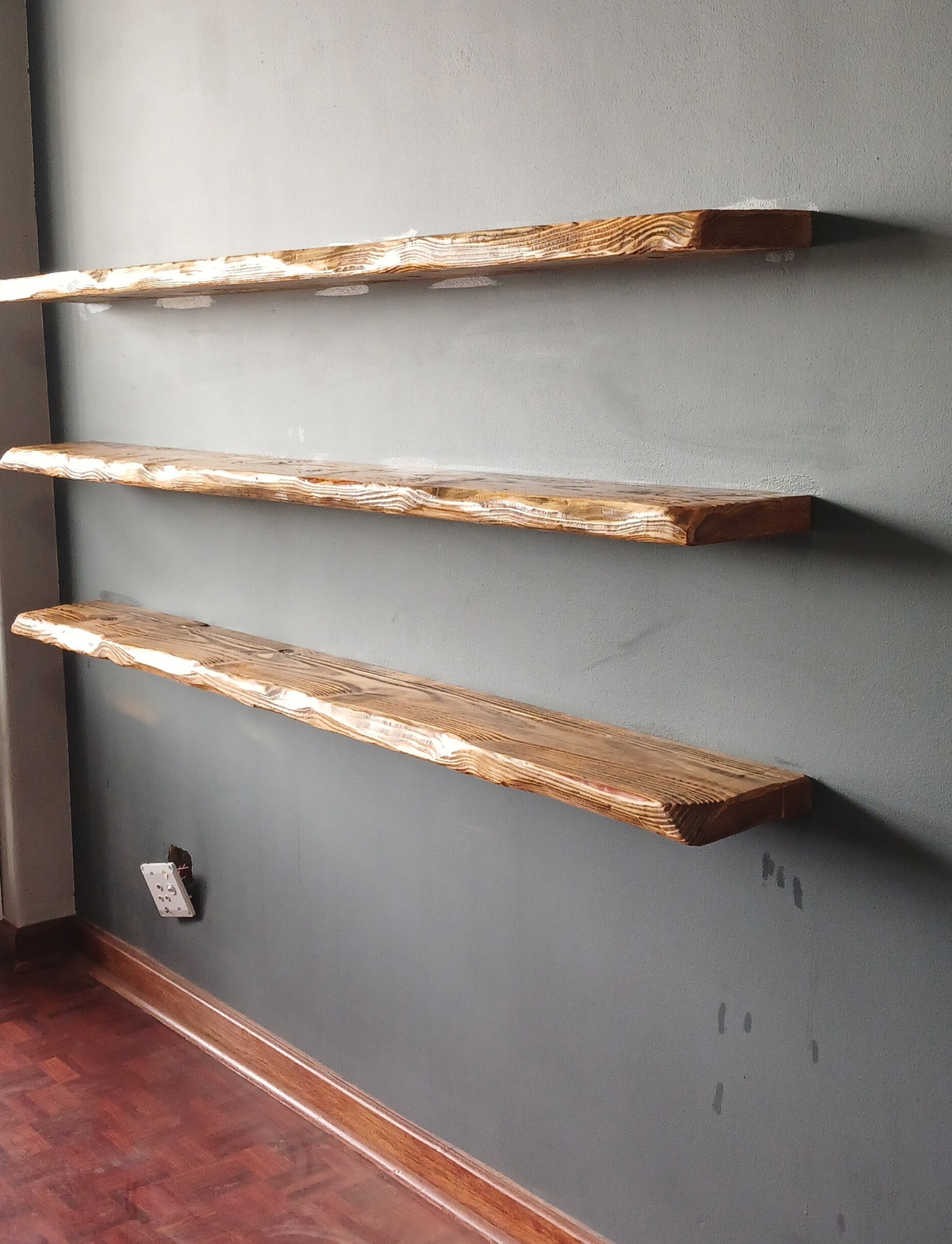Faux live edge floating shelves to match the side table — Image 3