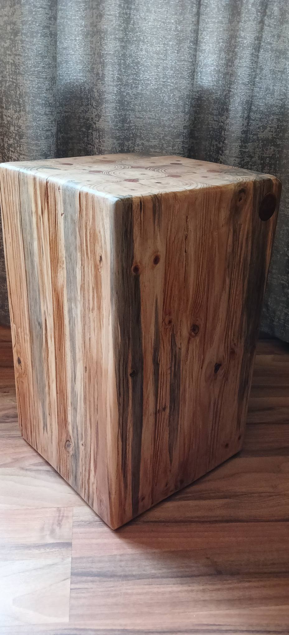 Solid, very heavy end grain side table