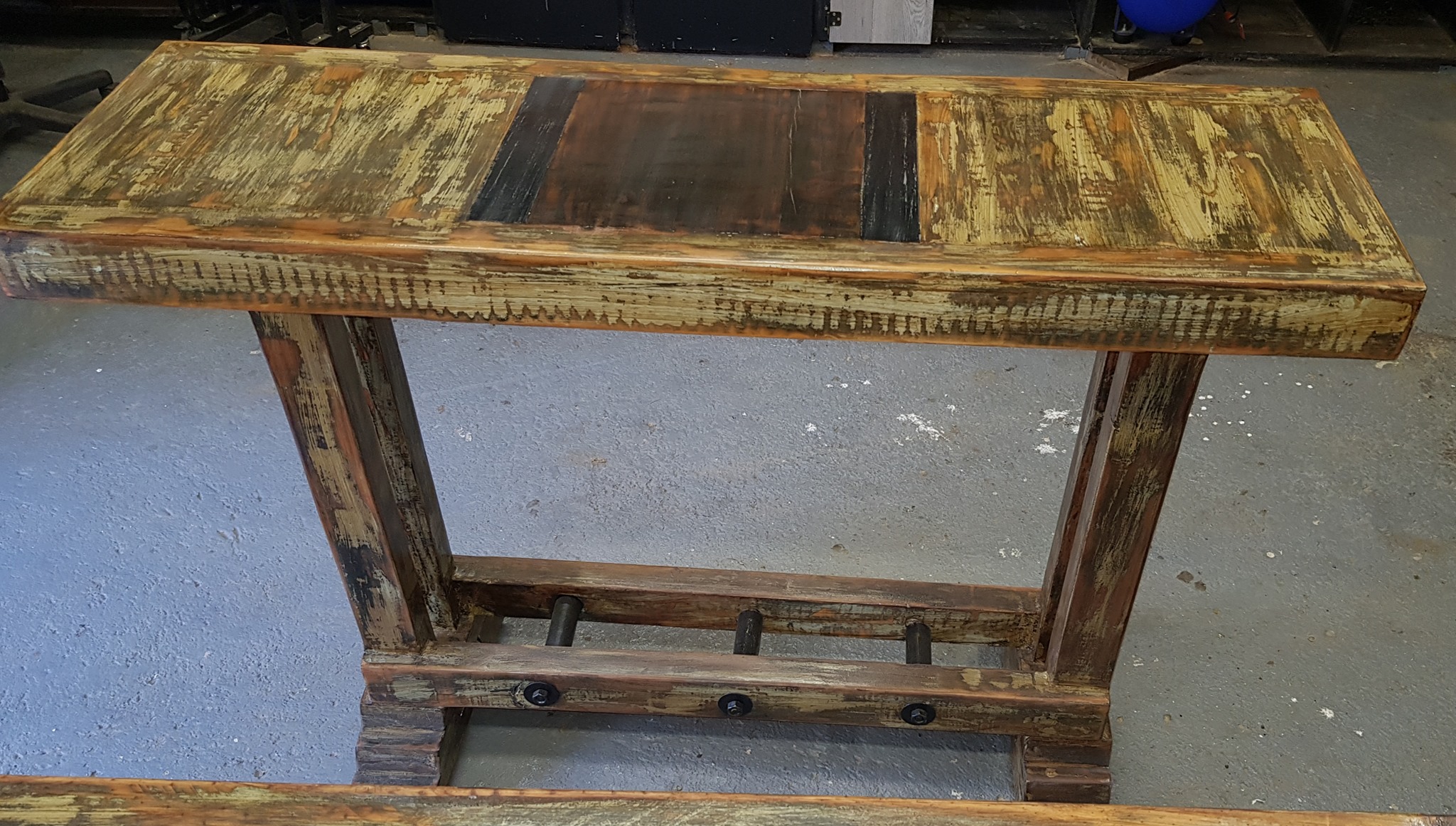 8 seater solid wood table with matching bench and serving table made from rec... — Image 3