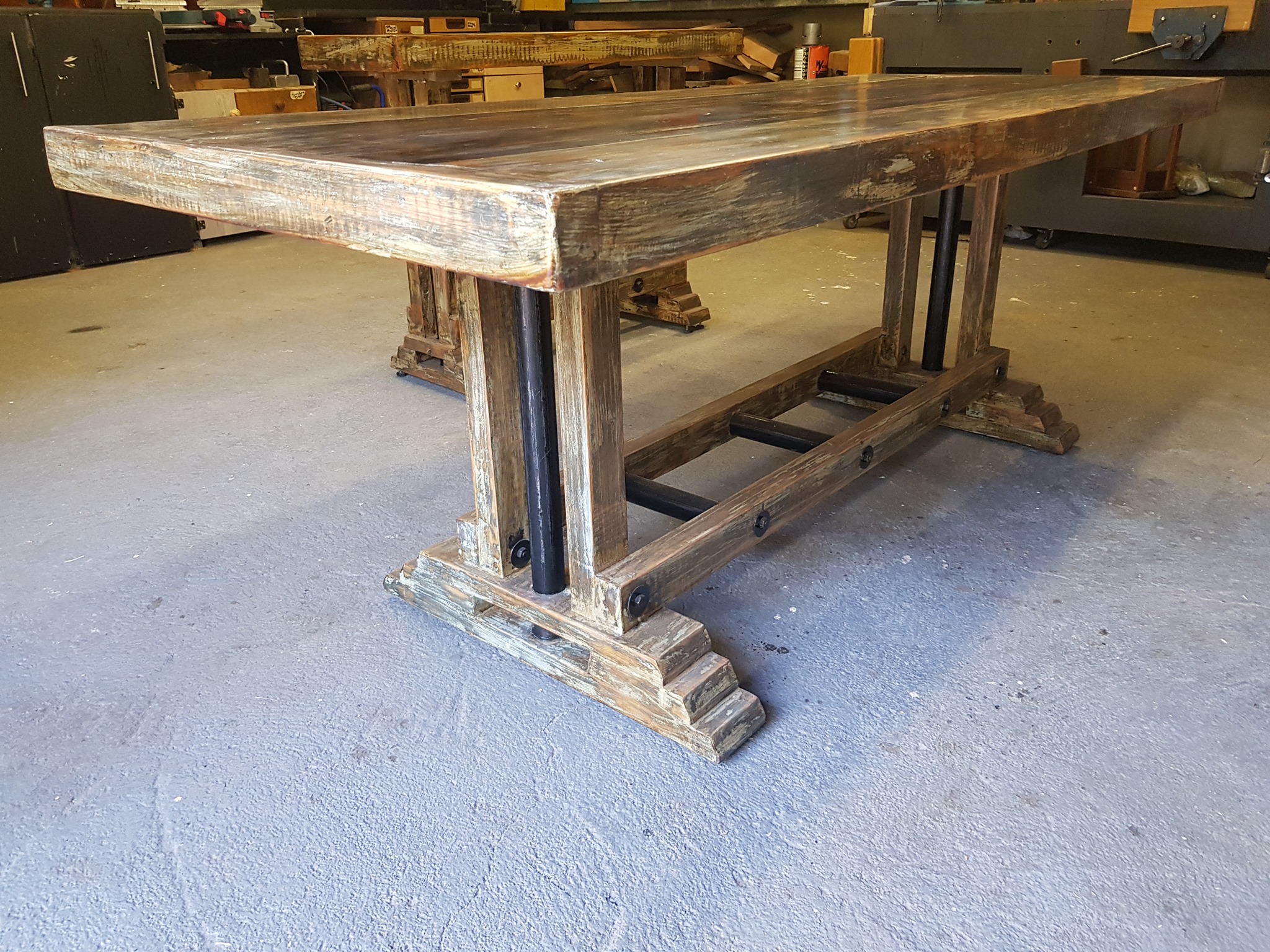 8 seater solid wood table with matching bench and serving table made from rec... — Image 4