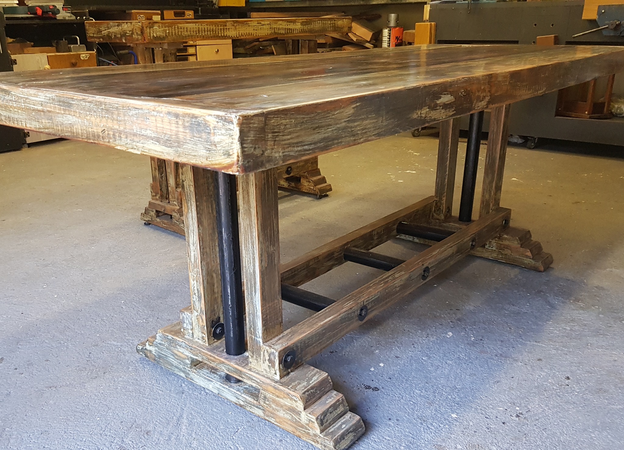 8 seater solid wood table with matching bench and serving table made from rec... — Image 5