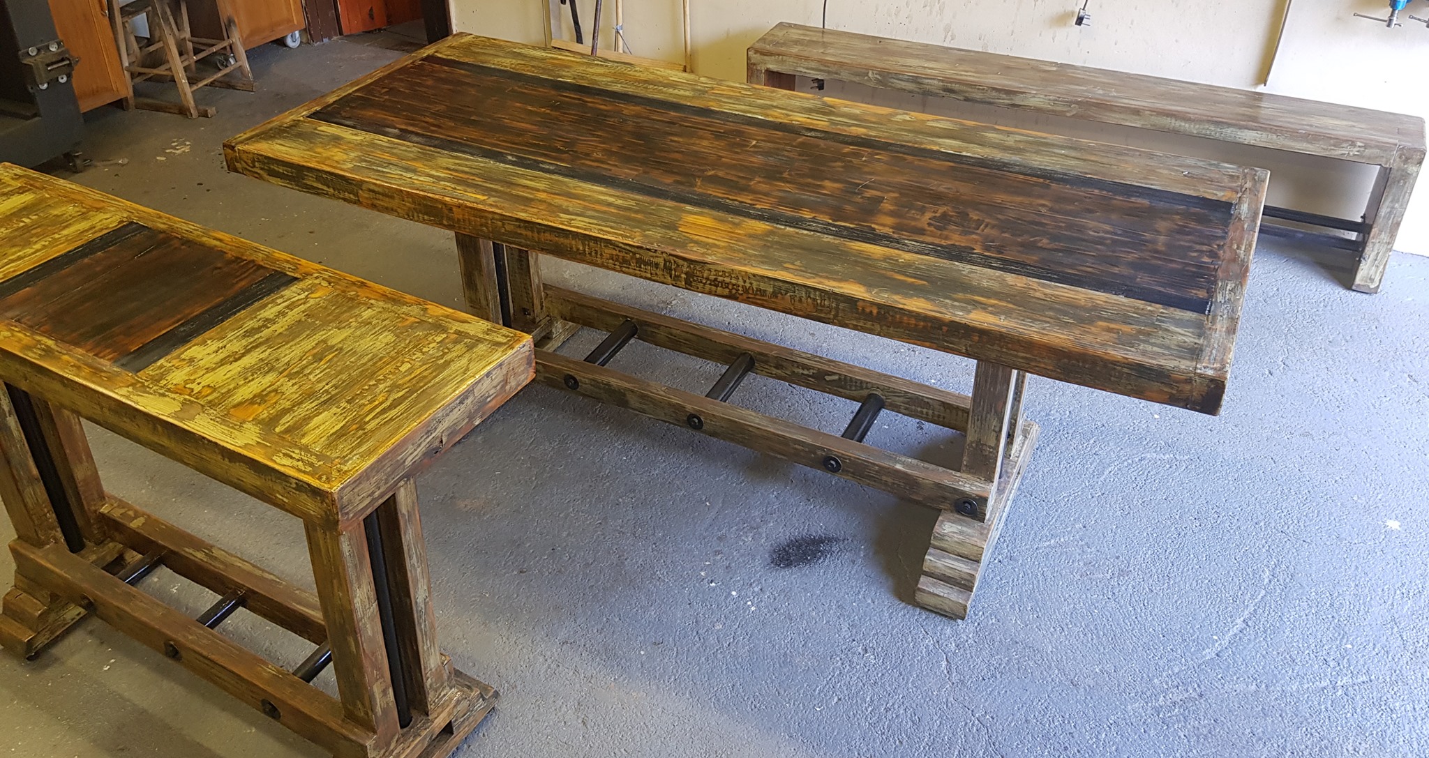 8 seater solid wood table with matching bench and serving table made from rec... — Image 6