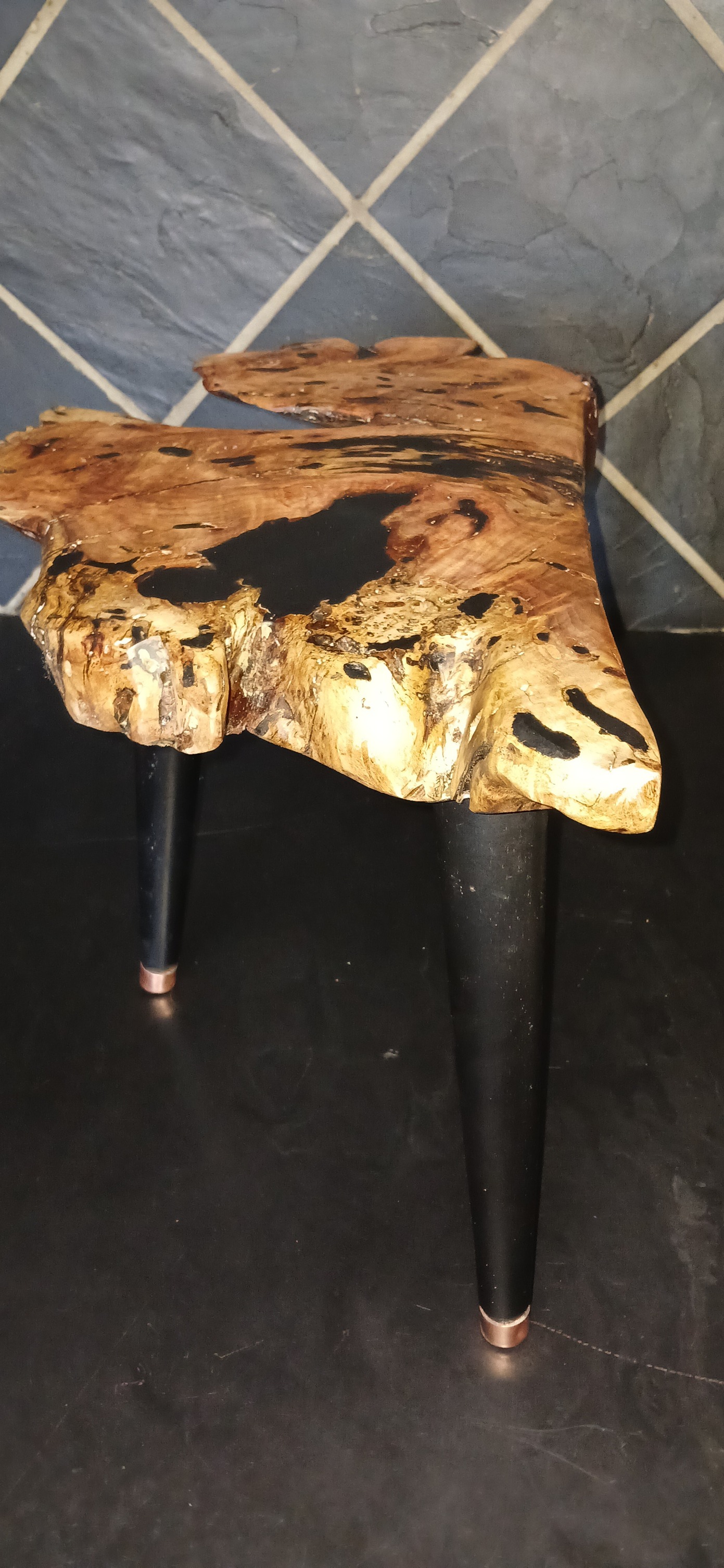Small side table made out of black epoxy and a small offcut of a thorn tree i... — Image 4