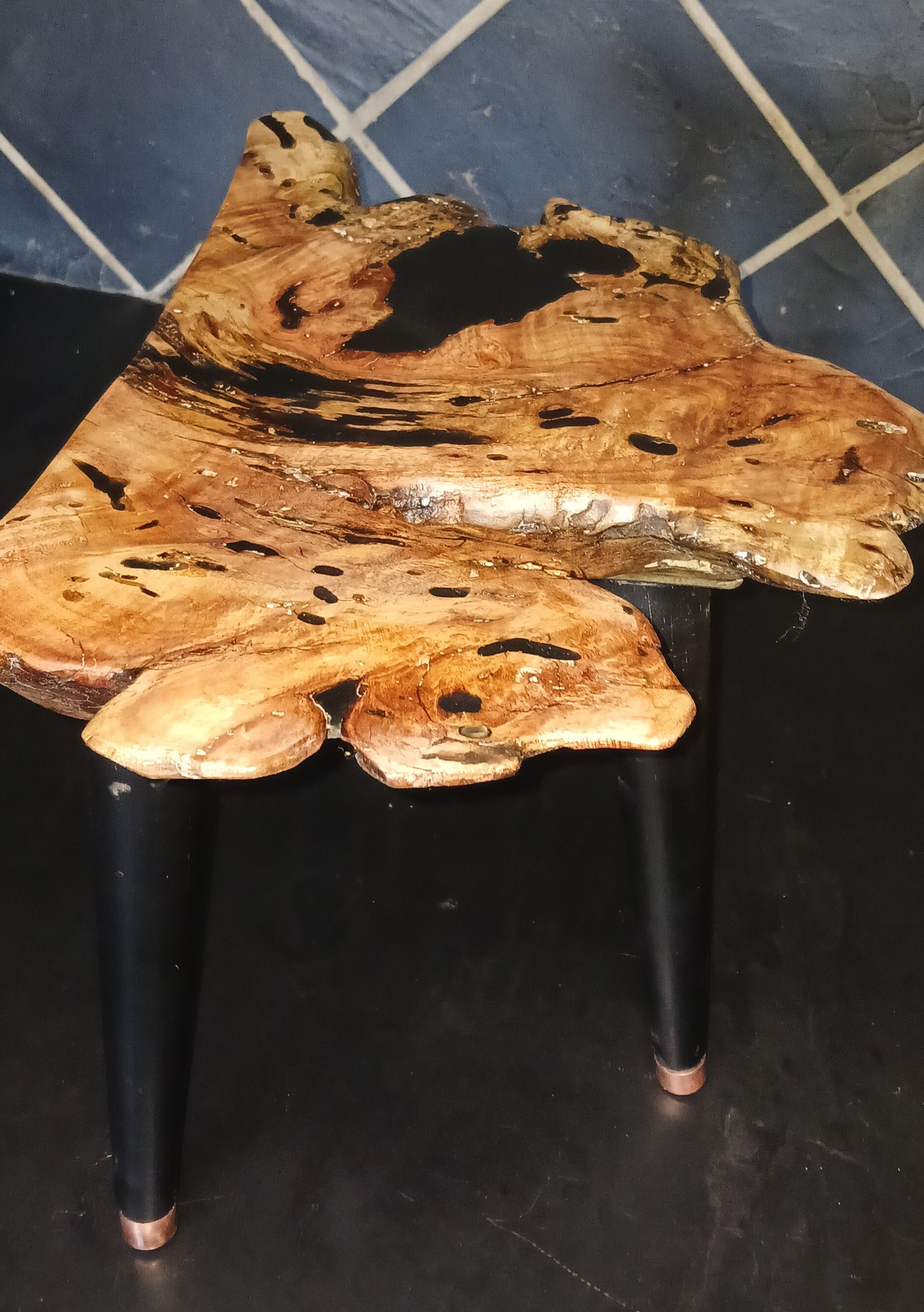 Small side table made out of black epoxy and a small offcut of a thorn tree i... — Image 6