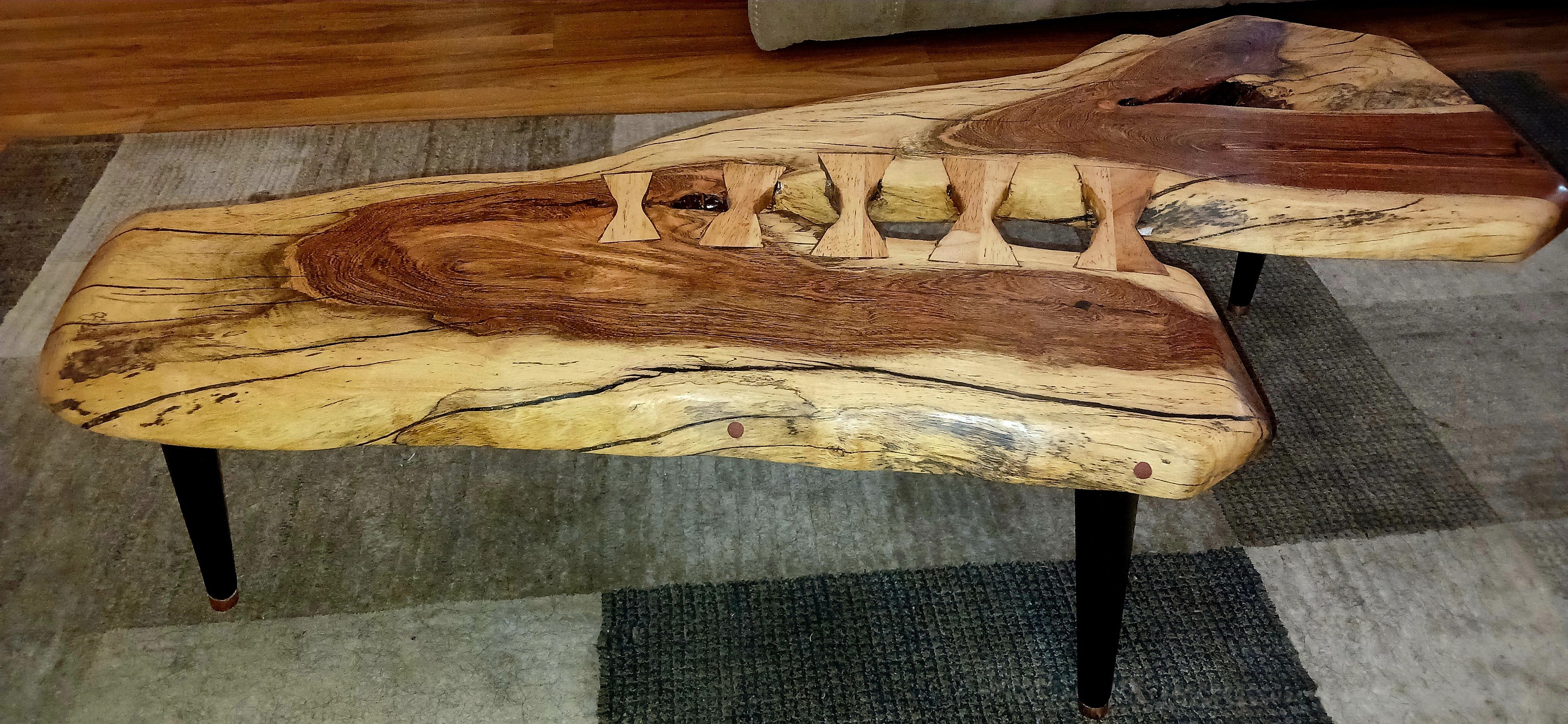 Camel Thorn live edge coffee table with bow tie joints — Image 3