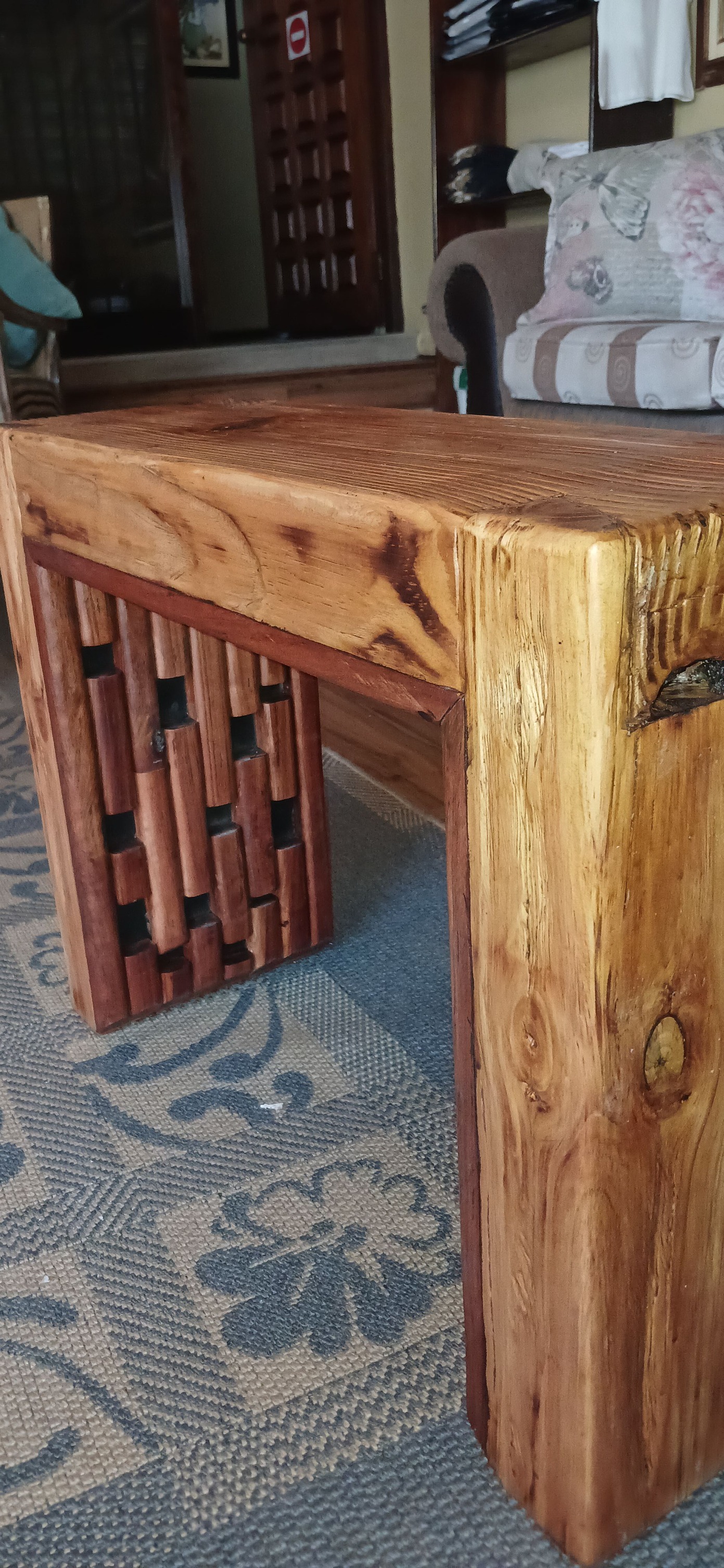 Multi functional side table with large dovetail joint