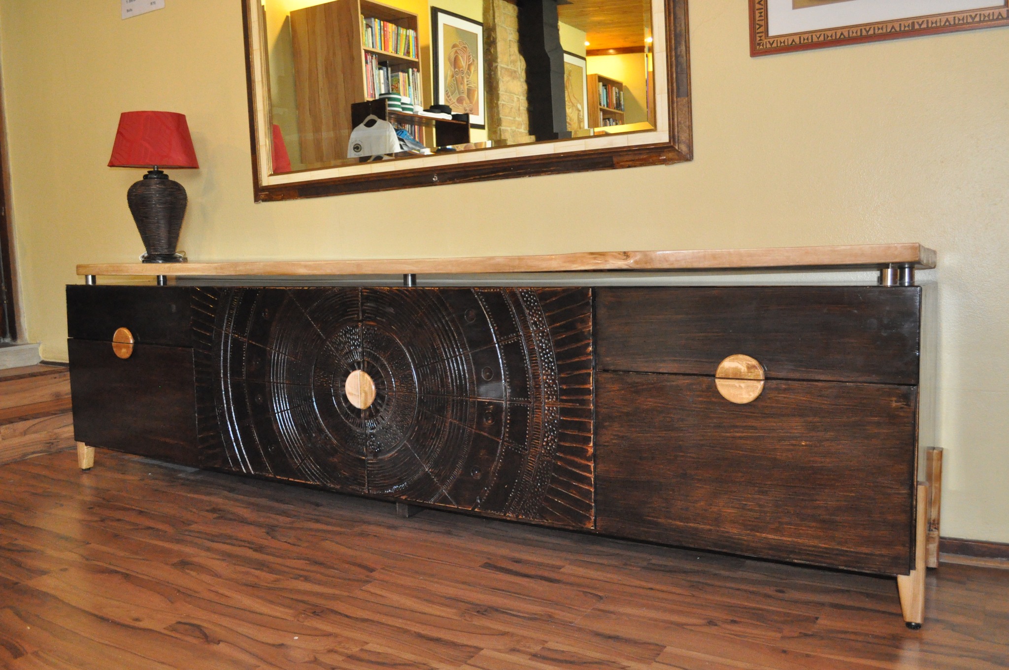 3m long tv unit made from solid stained American ash