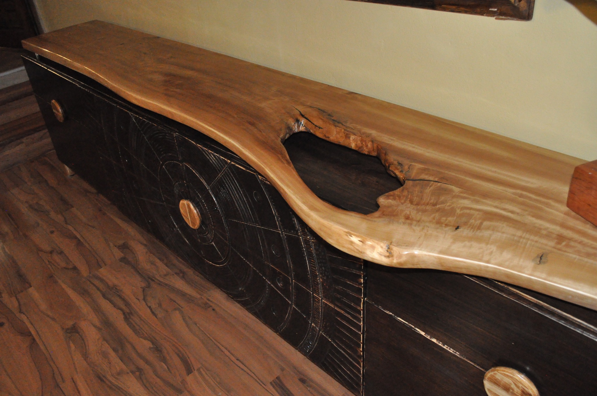 3m long tv unit made from solid stained American ash — Image 2