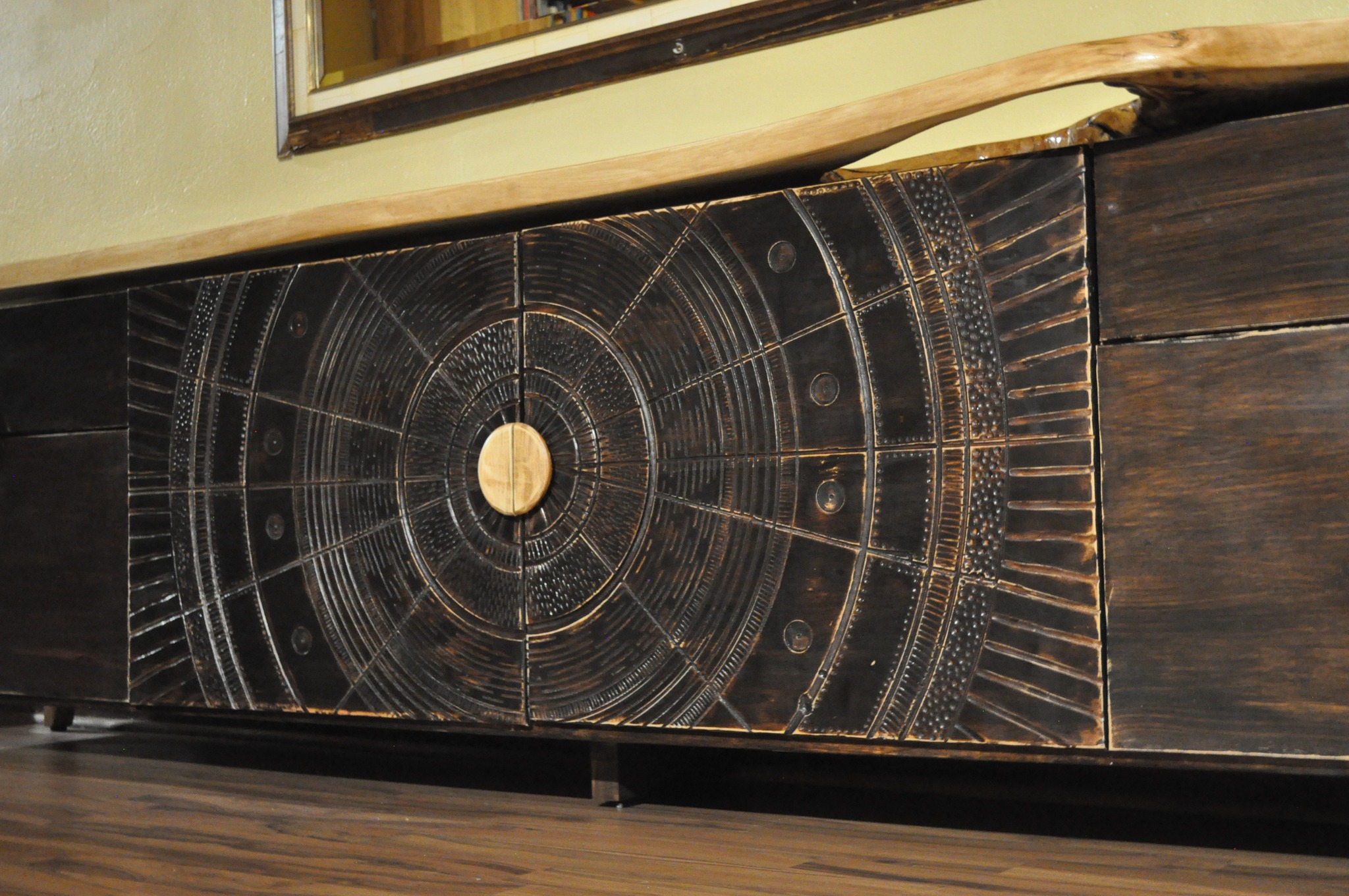 3m long tv unit made from solid stained American ash — Image 4