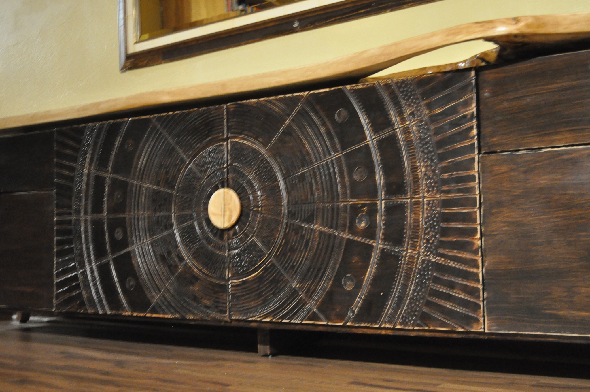 3m long tv unit made from solid stained American ash — Image 5