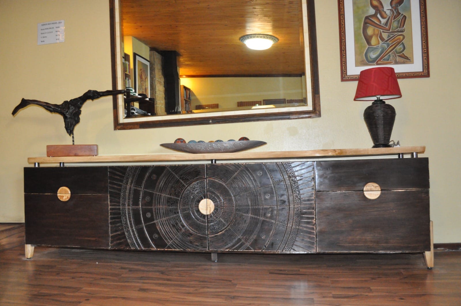 3m long tv unit made from solid stained American ash — Image 8