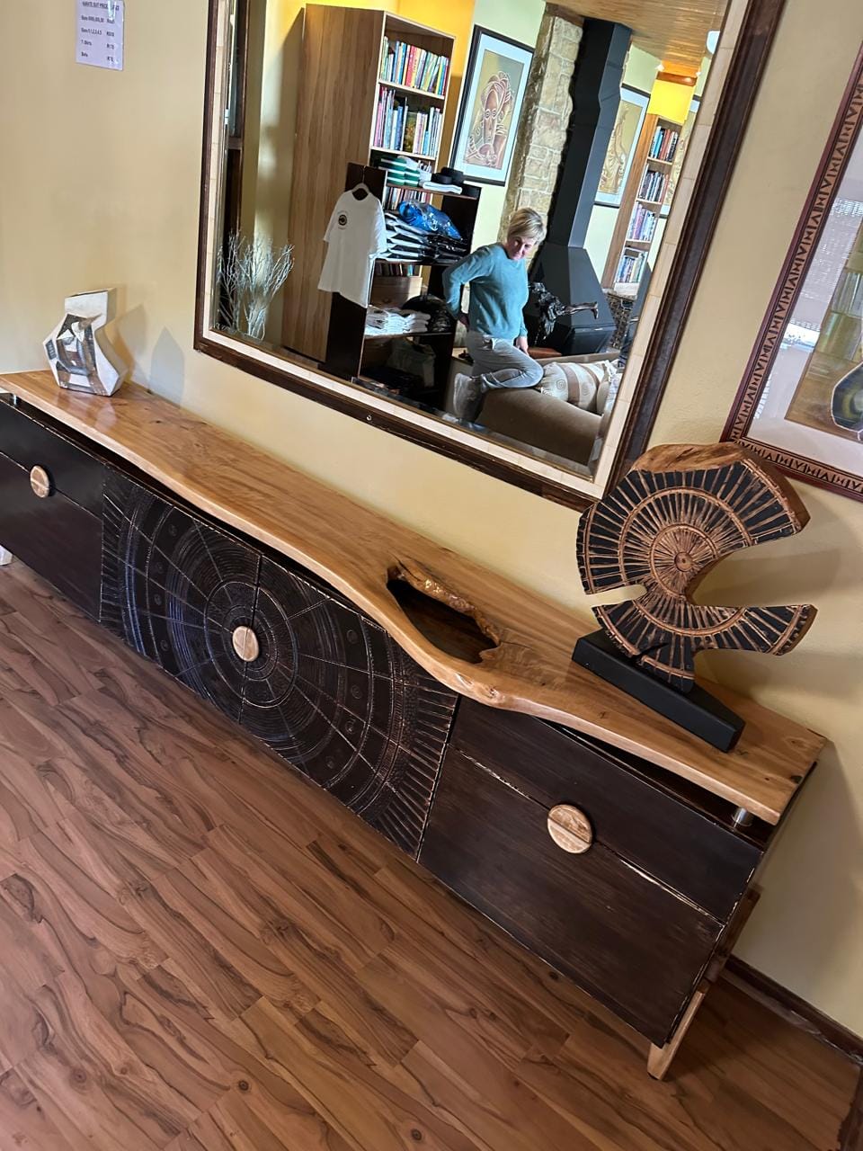 3m long tv unit made from solid stained American ash — Image 9