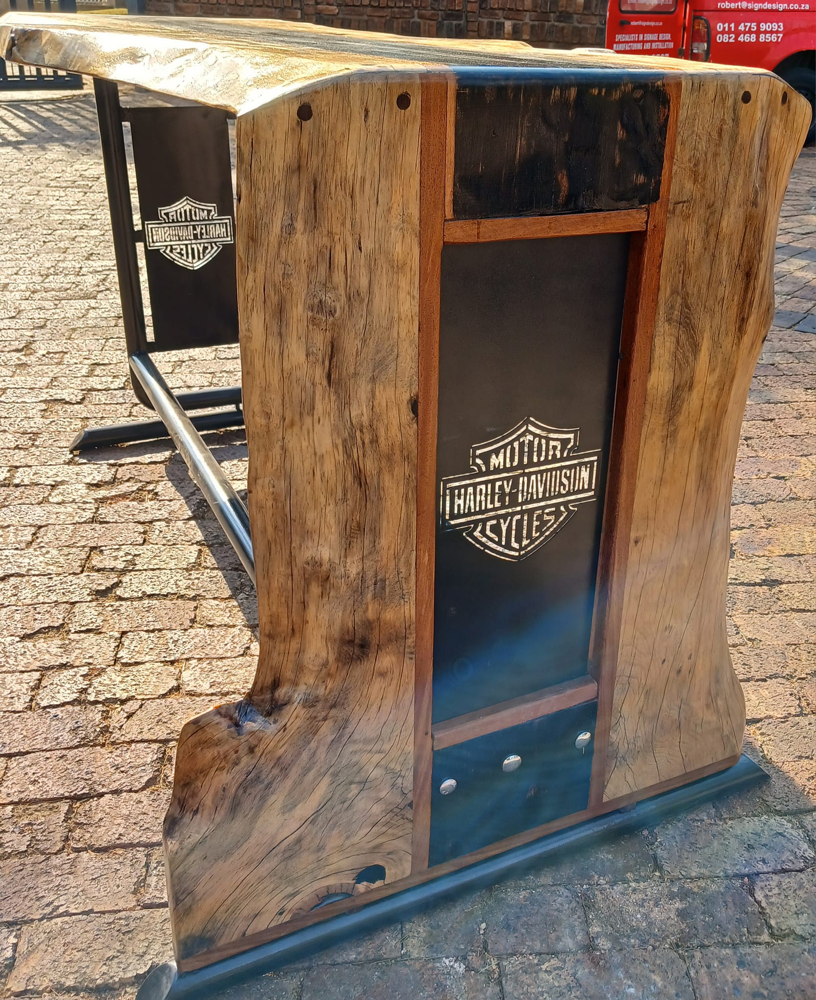 Custom built Harley Davidson inspired bar table — Image 2