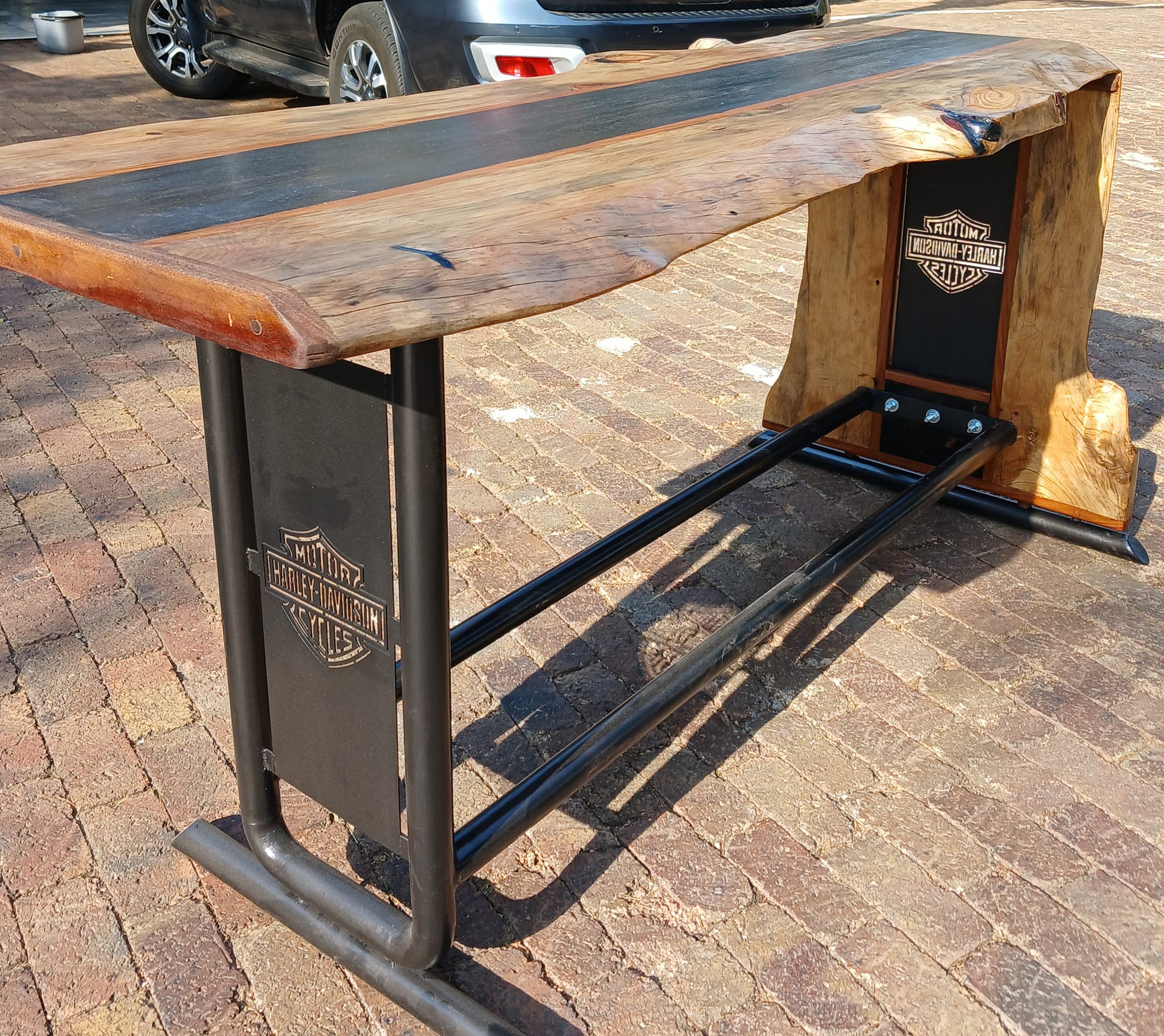 Custom built Harley Davidson inspired bar table — Image 3