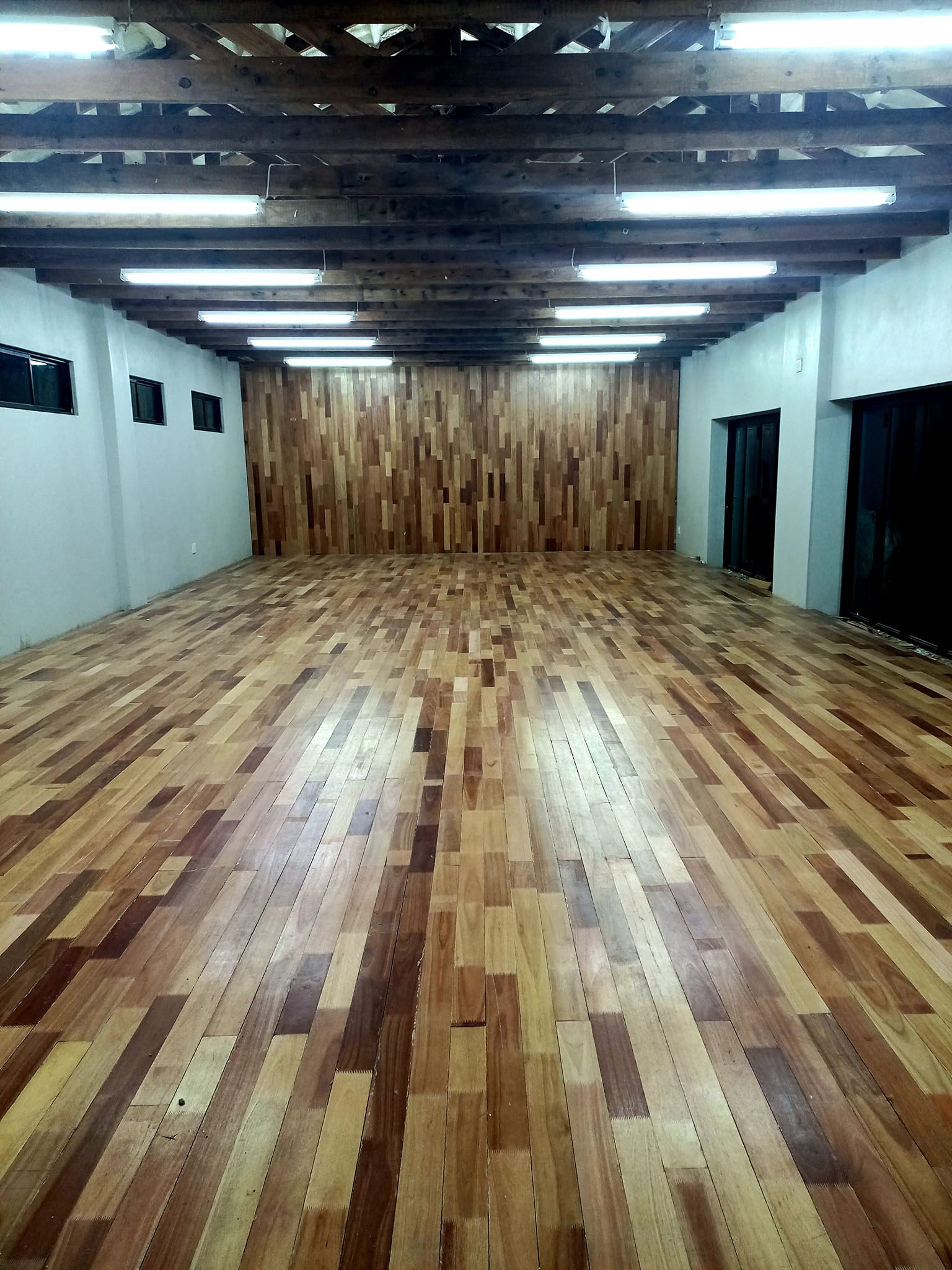 Our project is going well the floor and wall is reclaimed saligna and the roo...