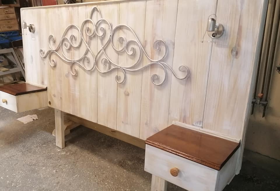Second custom Headboard for our Clients daughter's room with a white wash fi...