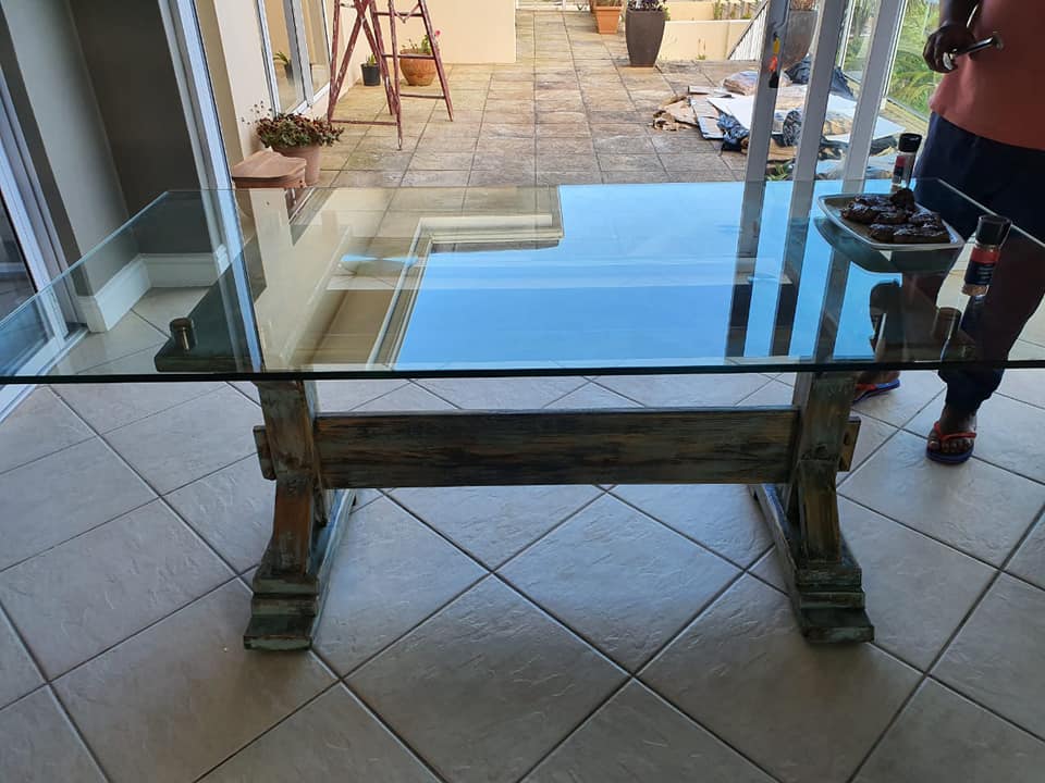 Table base with the glass top