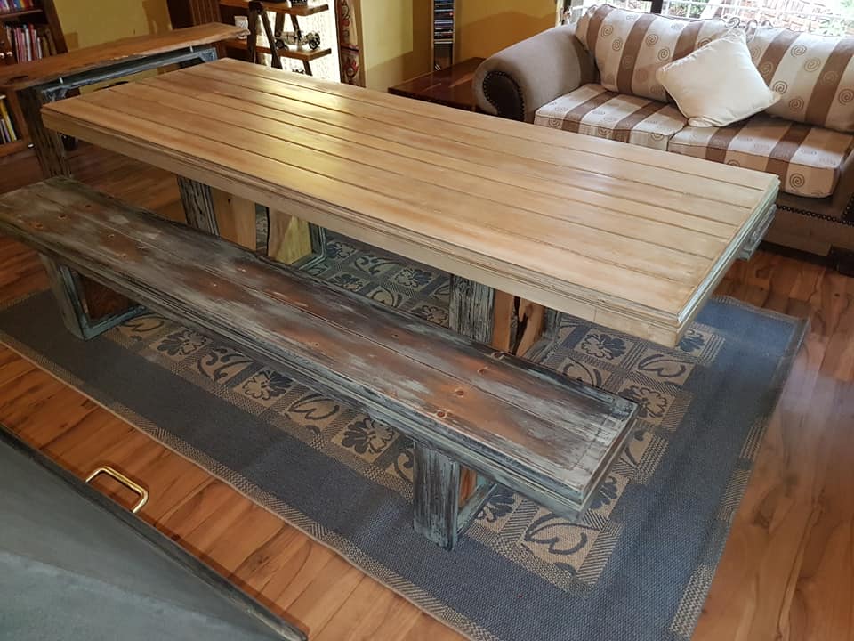 Made this into a 4 piece 10 Seater set with console it's about 2 — Image 3