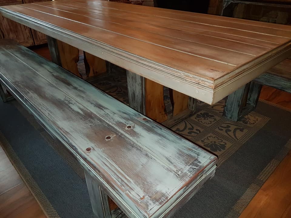 Made this into a 4 piece 10 Seater set with console it's about 2 — Image 4