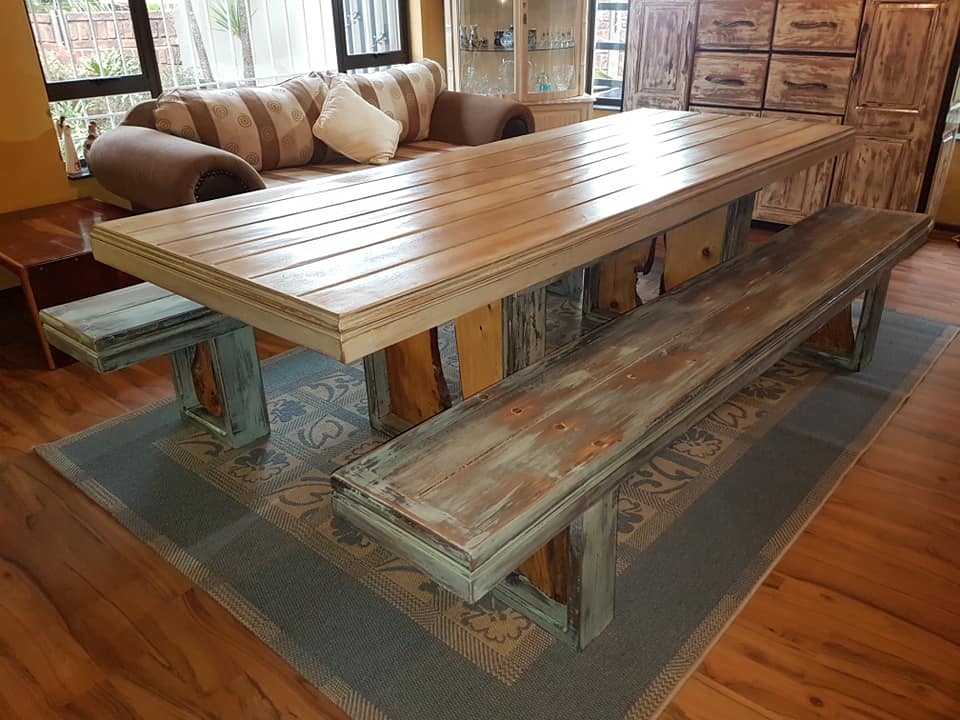 Made this into a 4 piece 10 Seater set with console it's about 2 — Image 5