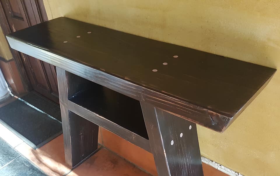 Japanese inspired console table made with solid 6cm thick reclaimed wood — Image 3