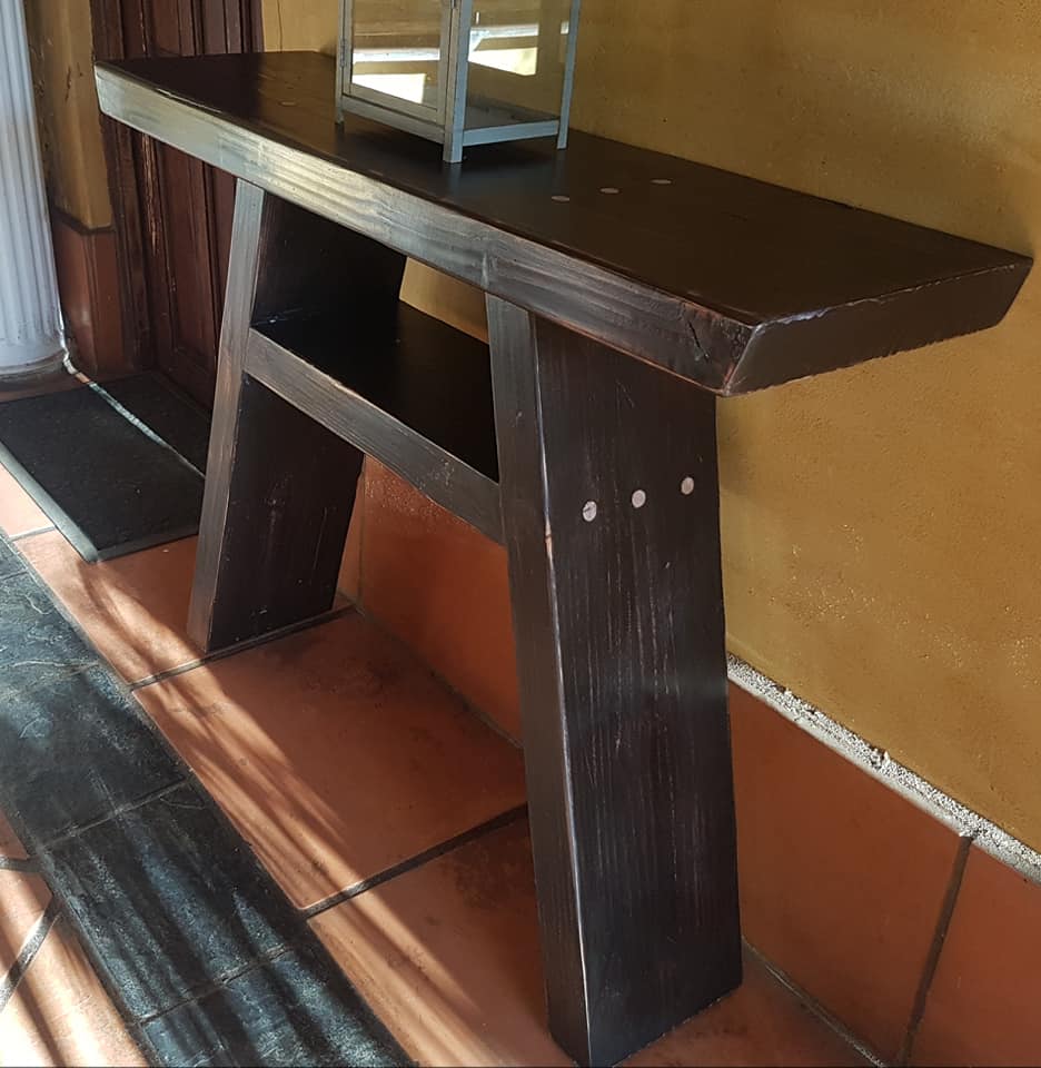 Japanese inspired console table made with solid 6cm thick reclaimed wood — Image 4