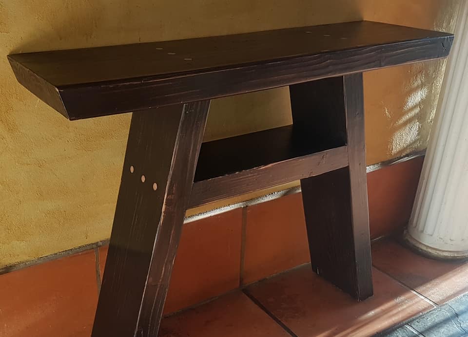 Japanese inspired console table made with solid 6cm thick reclaimed wood — Image 5