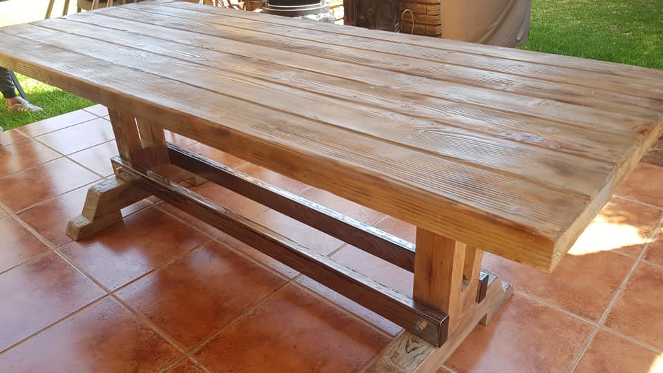 We have just delivered this custom built 8 seater table constructed out of re...