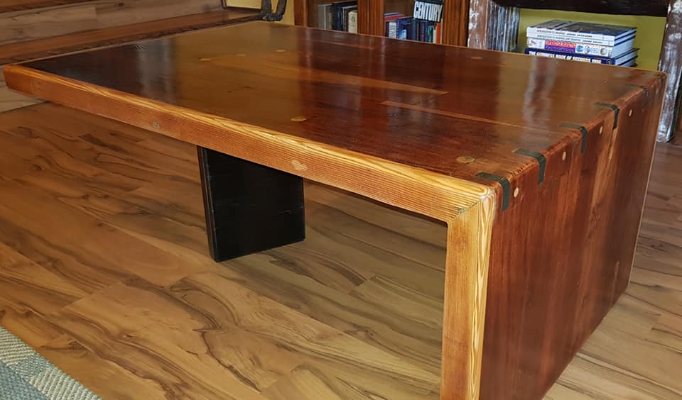 Waterfall Coffee table made out of solid 5cm thick reclaimed Kiaat and trimme... — Image 2