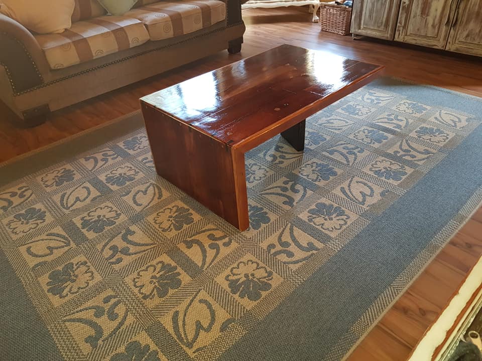 Waterfall Coffee table made out of solid 5cm thick reclaimed Kiaat and trimme... — Image 3