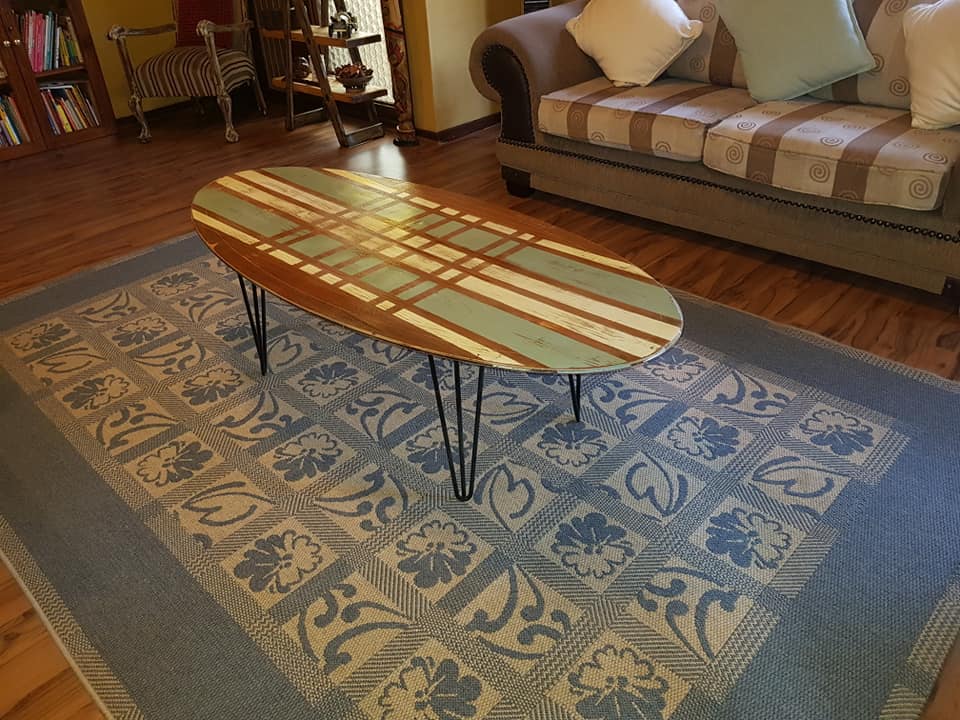 Reclaimed mid century modern  coffee table with a bit of an African twist — Image 3