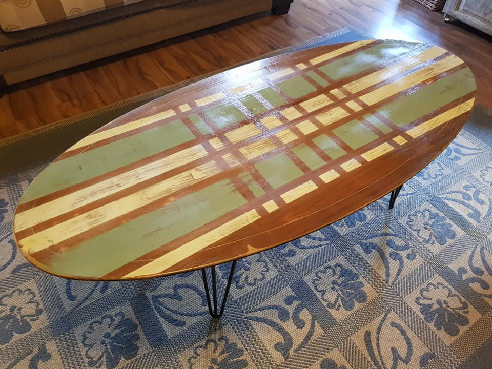 Reclaimed mid century modern  coffee table with a bit of an African twist — Image 4